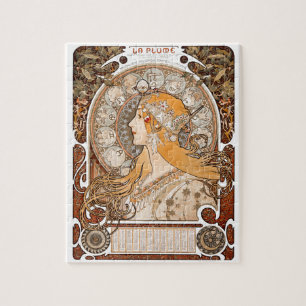 Puzzle Plume Zodiac Mujer de Alphonse Mucha - Art Nouveau