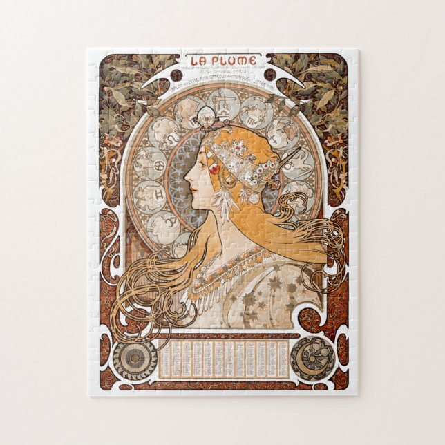 Puzzle Plume Zodiac Woman by Alphonse Mucha – Art Nouveau (Vertical)