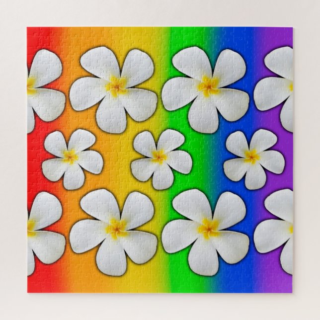 Puzzle Plumeria con colores arcoiris, (Vertical)