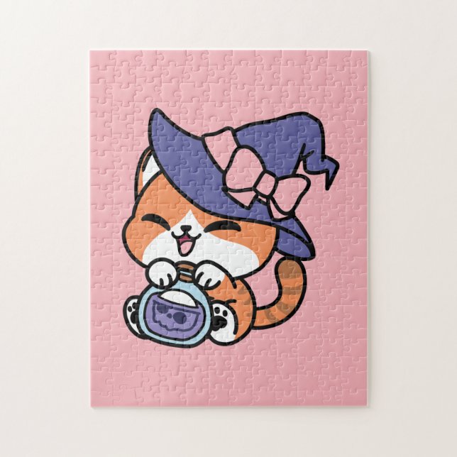 Puzzle Poción de Bruja Atigrada – Diseño de Gato de Hallo (Vertical)
