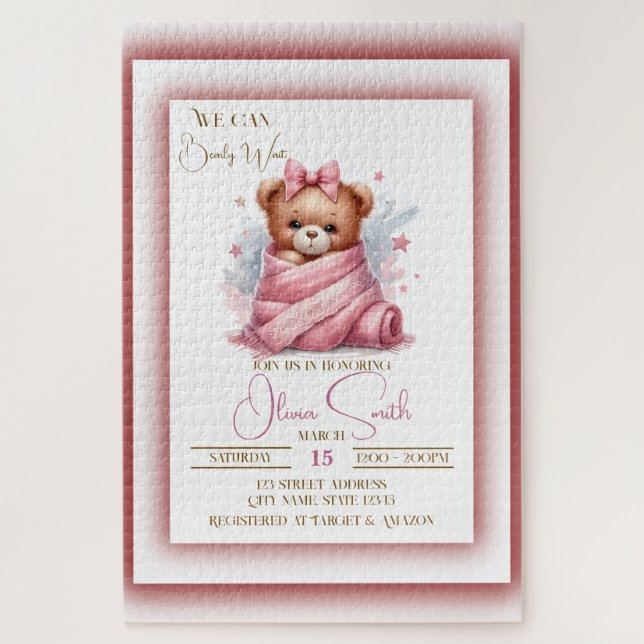 Puzzle Podemos esperar a Baby Shower Rosa (Vertical)