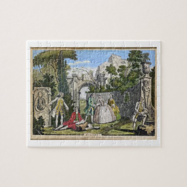 Puzzle Poesía, pub. por Roberto Sayer (fl.1750-80) c.1750 (Horizontal)