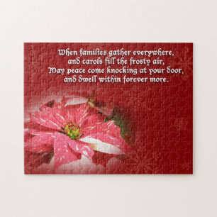 Puzzle Poinsettia en rojo con poema