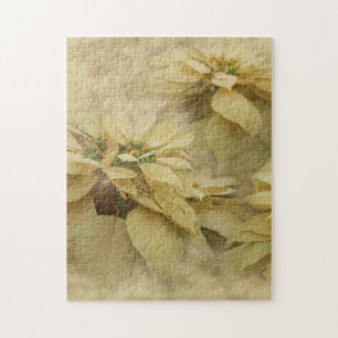 Puzzle Poinsettias de color crema Arte Digital