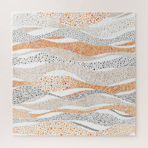 Puzzle Pointillism Wavy Polka: Textil de Doodle lindo