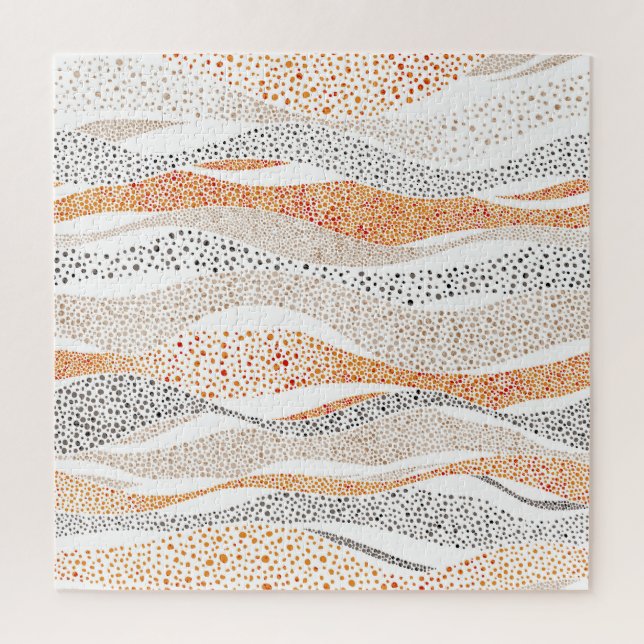 Puzzle Pointillism Wavy Polka: Textil de Doodle lindo (Vertical)