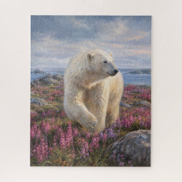 Puzzle Polar Bear Arctic Tundra Wildflower Art