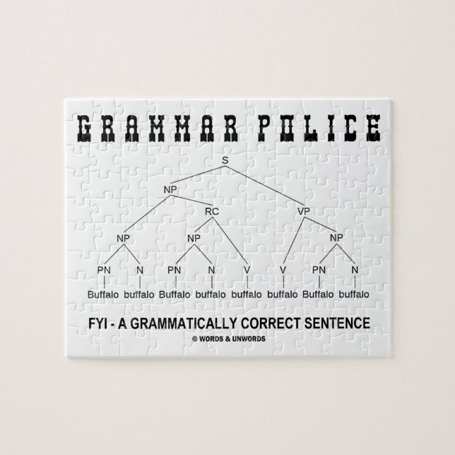Puzzle Policía de gramática (Sentencia correcta de búfalo (Horizontal)