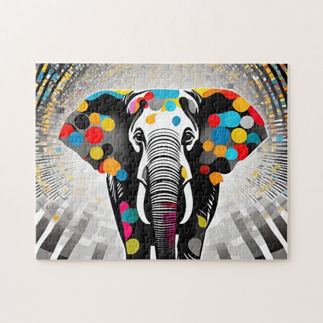 Puzzle Polka Dot Elephant Fun moderno (Horizontal)
