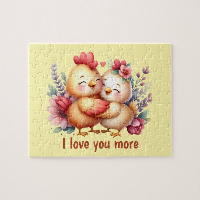 Puzzle Pollito lindo te ama más personalizable (Horizontal)