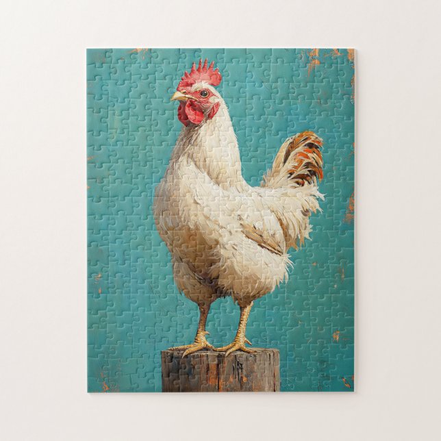 Puzzle Pollo blanco orgulloso (Vertical)