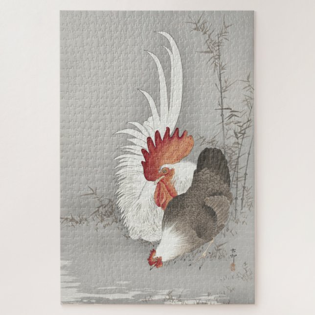Puzzle Pollo de Ohara Koson y gallo de 1000 piezas (Vertical)