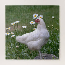 Puzzle Pollo y margaritas encantadores