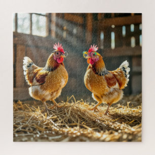 Puzzle Pollos Divertidos En Un Granero Soleado