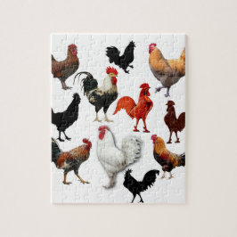 Puzzle Pollos rústicos del vintage del collage del gallo