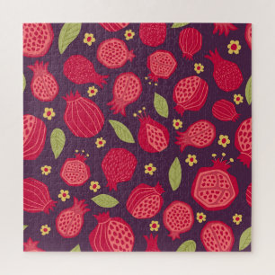 Puzzle Pomegranatos jugosos: ilustracion vintage.