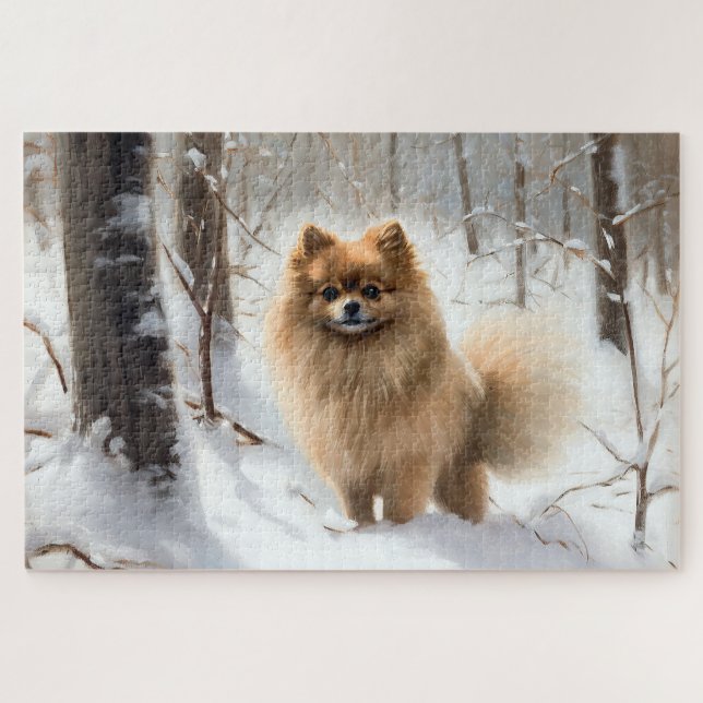 Puzzle Pomerania Deja que nieve Navidad (Horizontal)