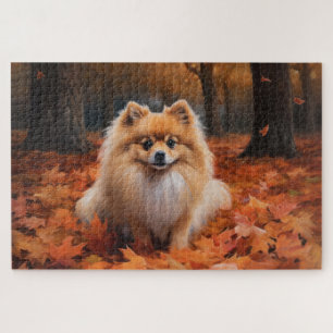 Puzzle Pomerania en Otoño Hojas que Caen Inspiran