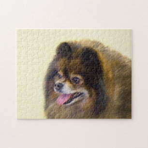Puzzle Pomerania Negra y Tan Pintura Original de Perro