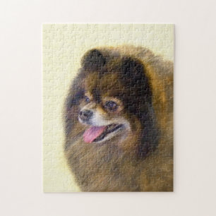 Puzzle Pomeranian negro y moreno que pinta arte original