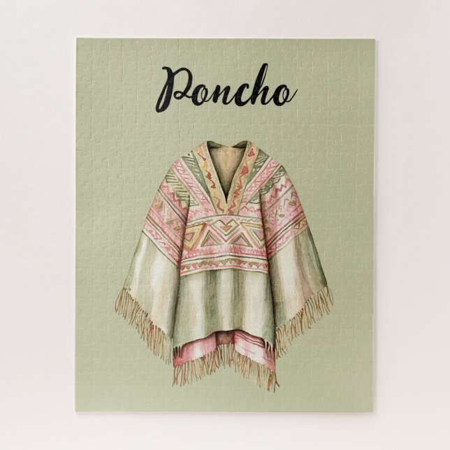 Puzzle Poncho Rosa Aguacate Menta (Vertical)