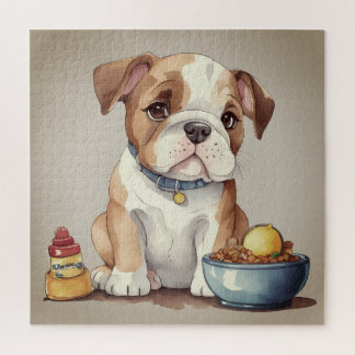 Puzzle Pondering little Bulldog