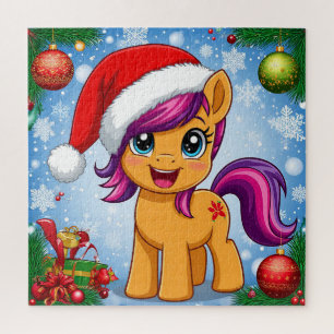 Puzzle Poni de dibujos animados festivo con sombrero de S