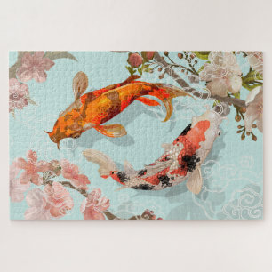 Puzzle Pono japonés Koi Fish  Flores