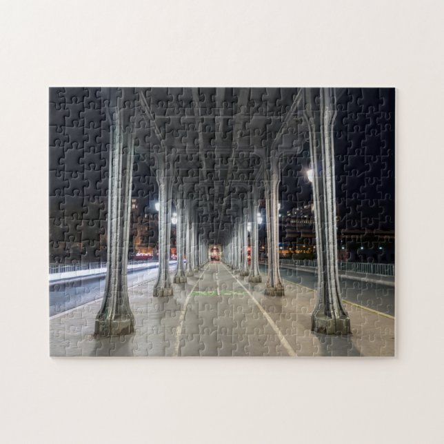Puzzle Pont de Bir-Hakeim por la noche - París, Francia (Horizontal)