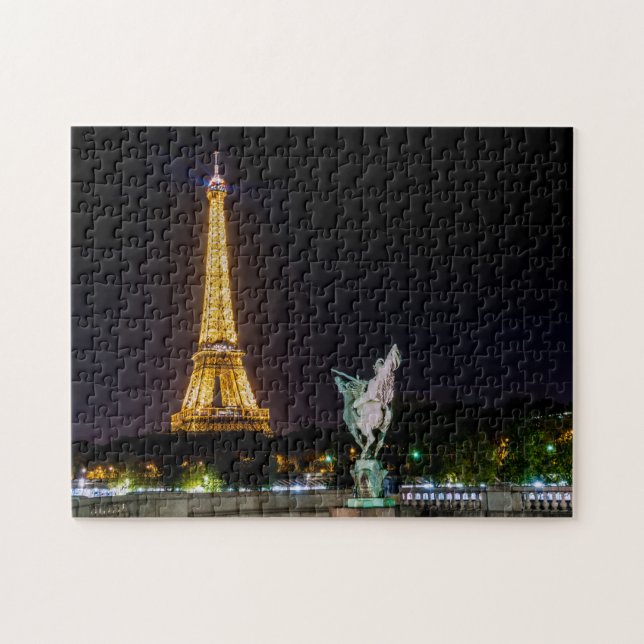 Puzzle Pont de Bir-Hakeim por la noche - París, Francia (Horizontal)