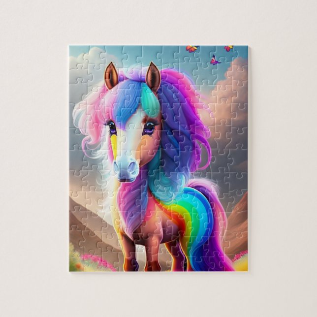 Puzzle Pony colorido con colores arcoiris, Pony (Vertical)
