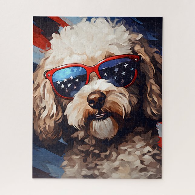 Puzzle Poodle 4 de julio Día de la Independencia (Vertical)