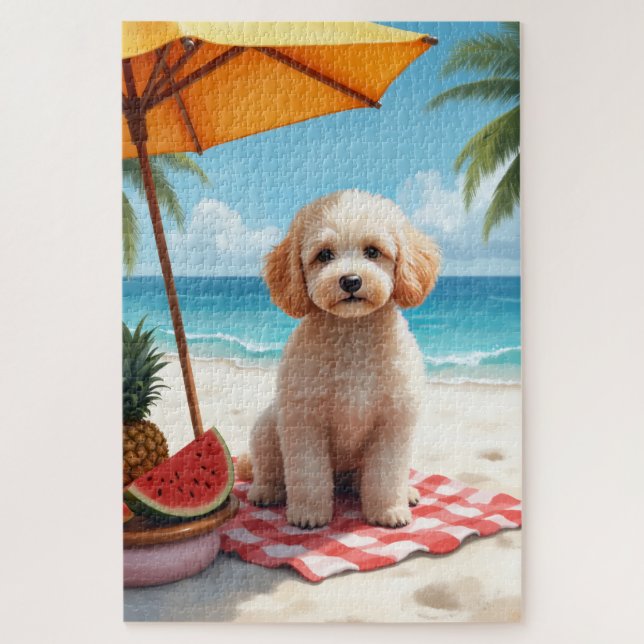 Puzzle Poodle Beach Relax Scene (Vertical)