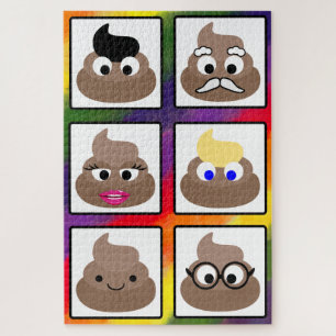 Puzzle Poop Many Faces Rainbow Backgound