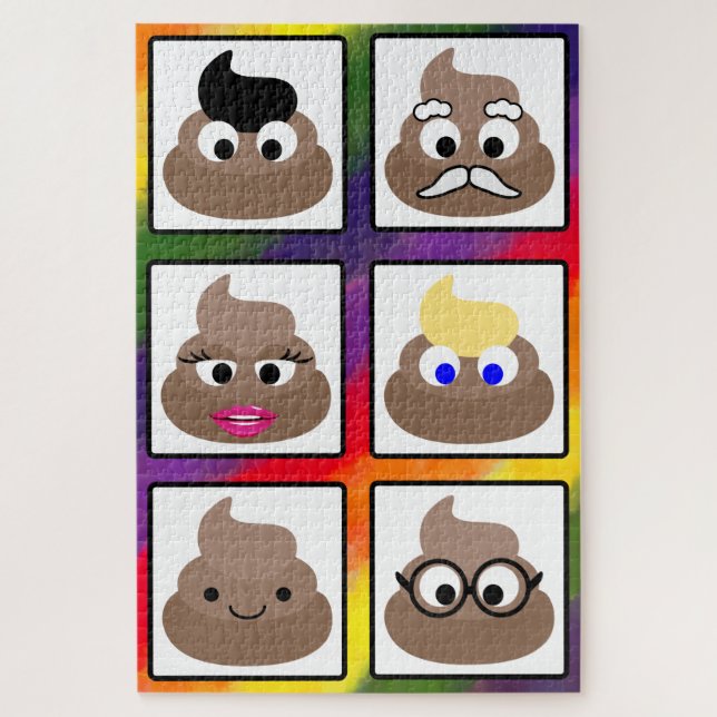 Puzzle Poop Many Faces Rainbow Backgound (Vertical)