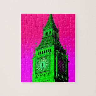 Puzzle Pop Art Big Ben London Travel Pink Green