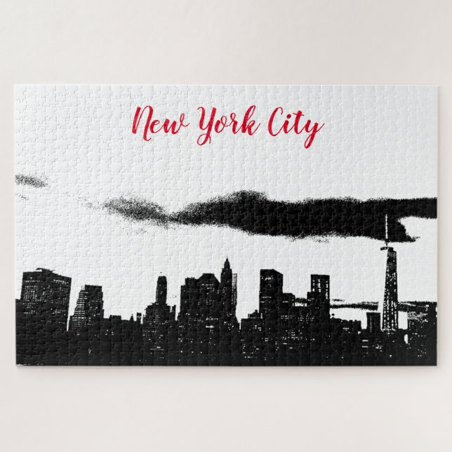 Puzzle Pop Art Black White NYC Nueva York (Horizontal)