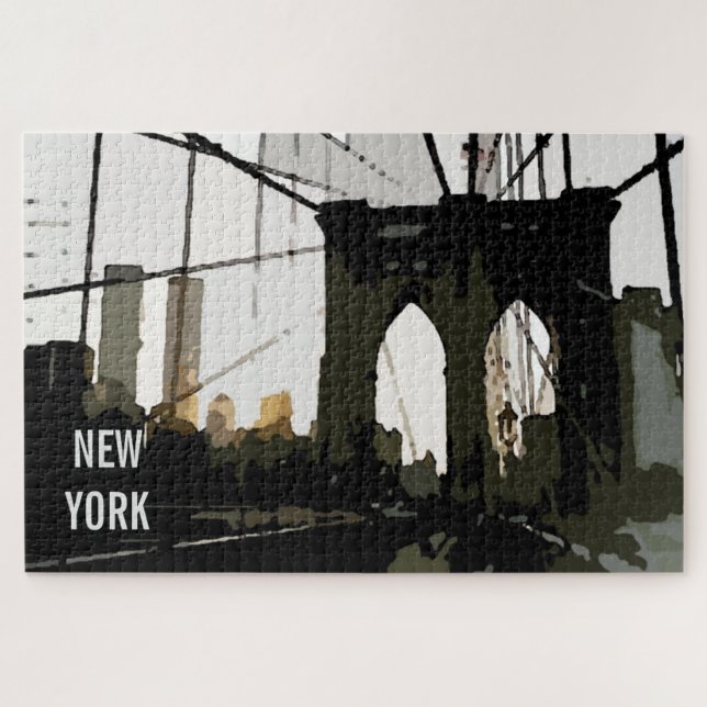 Puzzle Pop Art Brooklyn Bridge: ilustración Nueva York (Horizontal)