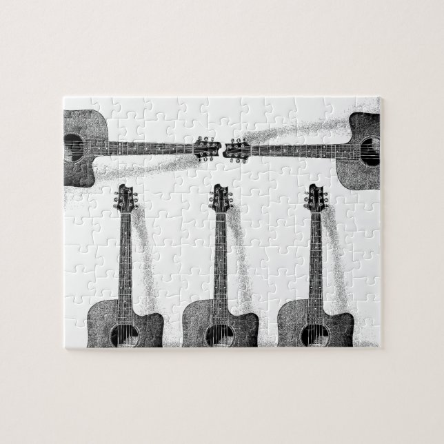 Puzzle Pop Art Classical Guitar Painting Illustration (Horizontal)