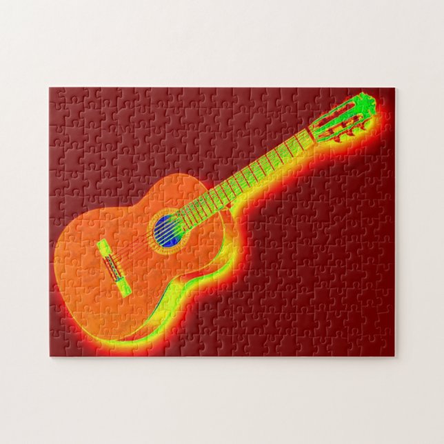 Puzzle Pop Art Classical Guitar Painting Illustration (Horizontal)