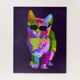 Puzzle Pop art cool gato funky colorido desafío