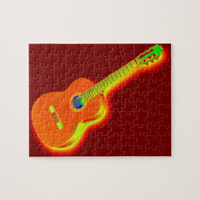 Puzzle Pop Art Guitar Painting Illustration (Horizontal)