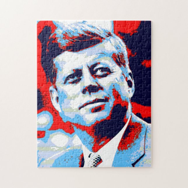 Puzzle Pop Art JFK John F. Kennedy Blue (Vertical)