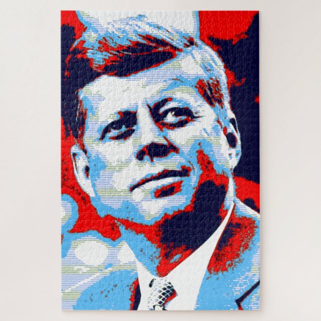 Puzzle Pop Art JFK John F. Kennedy Blue (Vertical)