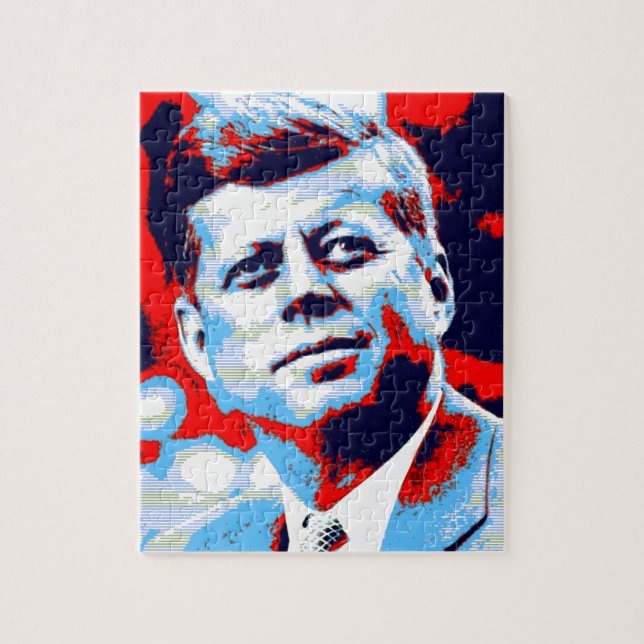 Puzzle Pop Art JFK John F. Kennedy Blue (Vertical)
