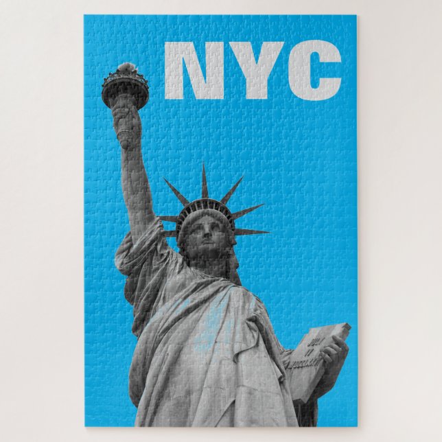 Puzzle Pop Art Statue of Liberty Blue New York City (Vertical)