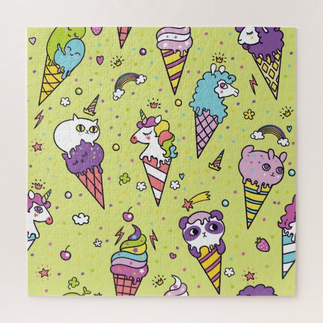 Puzzle Pop Cute Ice Cream: Patrón Animal (Vertical)