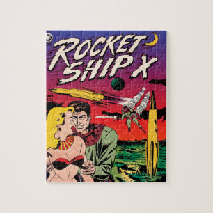 Puzzle Portada de cómic de ciencia ficción vintage Rocket
