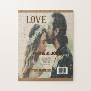 Puzzle portada de revista de amor de boda minimalista sim