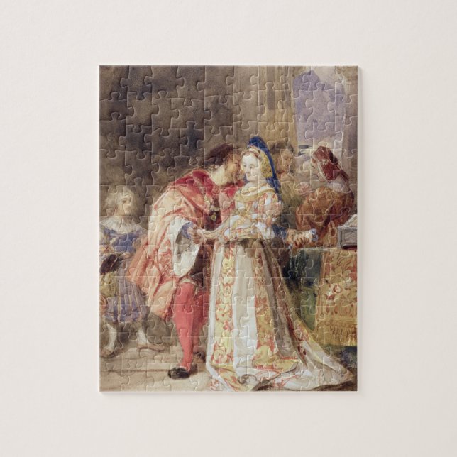 Puzzle Portia y Bassanio, c.1826 (w/c, tinta marrón, (Vertical)